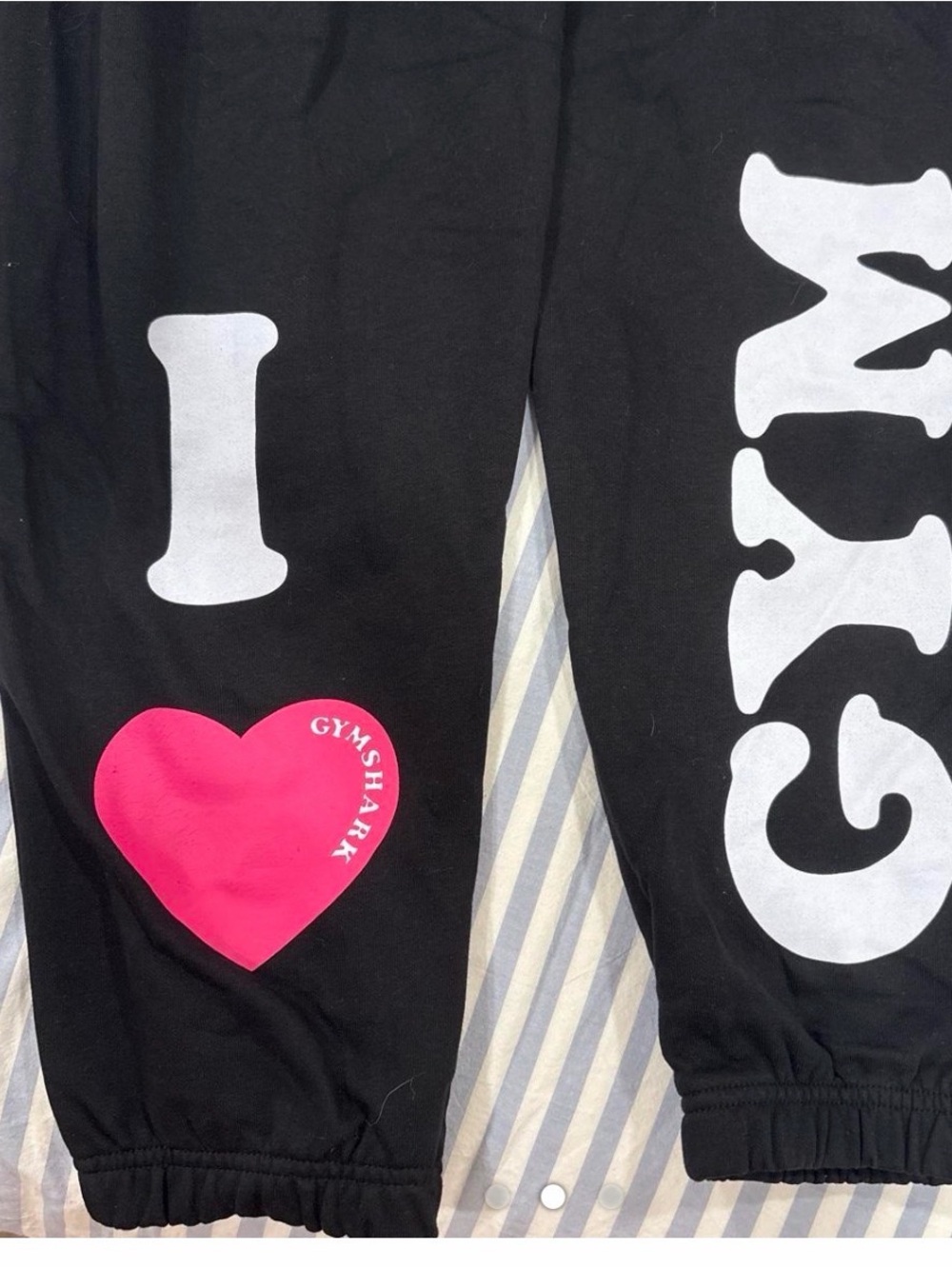 Gymshark Kids Black Joggers with Hot Pink Heart and White Logo